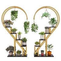 high quality modern creative heart shaped decorative indoor corner flower pot rack wood vertical plant stand for living room