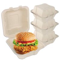 Tableware Take Out Fast Food Sugarcane Fiber Pulp Clamshell Bento Box