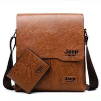 Wholesale Customized Men's Retro PU Leather Business Shoulder Bag Messenger Messenger Bag Wallet Set