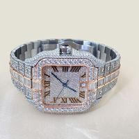 Luxury Custom Luxury Iced out Automatic VVS 1 Baguette Square Moissanite Diamond Buss Down Men's and Women's Watch