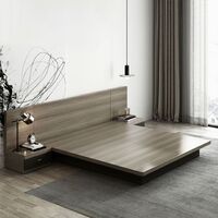 Japanese Style Bed, Solid Platform Tatami Frame Double King Size Wooden Bedroom Furniture