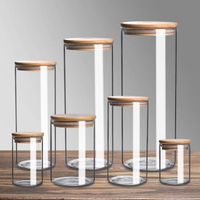 Kitchen 500ml 14oz Pyrex Airtight Glass Storage Jar with Bamboo Lid Set