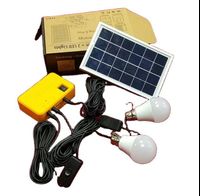 3W Portable Mini Solar Kit with 2 LED Bulbs Small Home Power System with USB Port for DC Bulb Charging