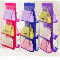 Hot Selling 6 Pockets Hanging Tote Organizer For Wardrobe Closet Transparent Organizer Double Sided Tote Storage Organizer