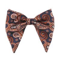 Custom Polyester Microfiber Woven Jacquard Paisley Horn Men's Pre-Tie Paisley Bow Tie Oversized Formal Tuxedo Large Bow Tie