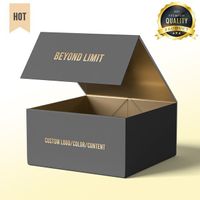Hot Selling Luxury Magnetic Gift Box Packaging Ribbon Handle Fold Custom Logo Cardboard Black Pink Clothing Insert