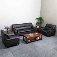 Luxury leather sofa set, black sofa office reception hotel furniture set office furniture