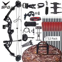 SPG Compound Bow Archery Hunting Metal Bow and Hybrid Carbon Arrow Set Release Sight Rest Stabilizer Outdoor Sports Gear