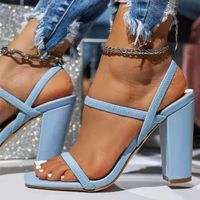 New large size square toe block buckle thick high heel sandals wedge heel women's board sandals for women and girls