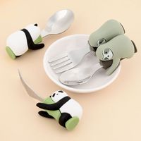 High quality non-toxic food grade silicone stainless steel spoon and fork set