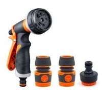 Plastic 8 pattern garden hose nozzle with connector