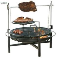 Multifunction Fire Pit Grill Rotary Charcoal Rotating BBQ Rotisserie Grill with 2 layers Cooking Grid