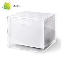 Huisen Clear Acrylic Portable Hanging File Storage Box Folder Organizer with Built-in Handles