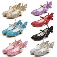 Crystal Girls Shoes Elsa Aurora Glitter Sandals Butterfly Cinderella Belle Sofia Rapunzel Shoes Birthday Gift For Kids