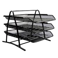 Desk Organizer Mesh Paper Tray 3 Tier, Office File Organizer with Sliding Drawer, Storage Rack for Desk Accessories,