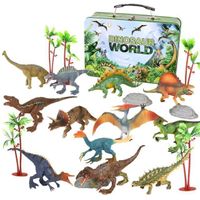 Amazon hot 2021 dinosaurio juguetes 12pcs mixed kids gift solid 7' PVC plastic dinosaur toy in tiny protable box