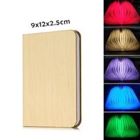 Amazon Hot Sale LED 6 Colors Light Rechargeable Mini Book Lamp Speaker Desk Wooden Cover Folding Book Lamp
