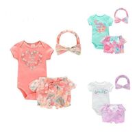 Baby Kid girls Short sleeves Romper Set Clothes 3 in 1 set