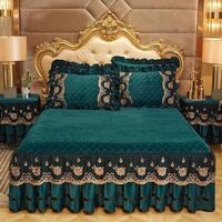 Home Embroidery Lace Bed Skirt Set Bedspread Cotton Skirt Bedding Set 4pcs