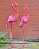 metal yard art Pink Flamingo Garden Decoration