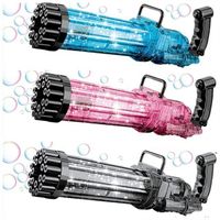 Summer 21 hole electric gatling bubble machine gun with transparent phantom light automatic bubls gun kids adult outdoor toys