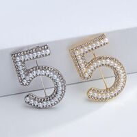 Fashion Channel Brooches Pin for women Broches Fashion Jewelry Pearl Rhinestone Lapel Pins Number 5 CC Brooches For Wedding