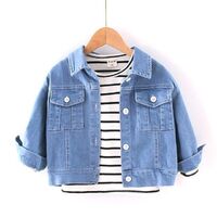 Amazon Hot Selling Autumn Spring Long Sleeve Toddler Boys Denim Jackets Turn Down Collar Jeans Outfit Coat 5 years old children
