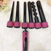 Private label Professional High Temperature Settings With LED Indicator 6 In 1 Interchangeable Curling Wand Set Hair Curler Wand