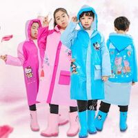 Factory wholesale children's cartoon raincoat primary school student inflatable hat raincoat