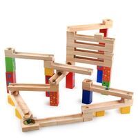 Building Game Tower Model Wooden Marble Run track Ball Building stack Blocks wooden toy
