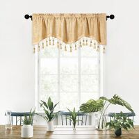 European Luxury Chenille Curtain Valance for Bedroom Decor New Design Scalloped Curtain Tier for Living Room(52x18 inch,1 PC)