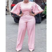 2021 Fall Winter Good Quality New Women Solid Color Lantern Sleeve Long Sleeve Plus Size Jumpsuits For Ladies