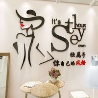 Hot Selling Bar Hairdressing Salon Wall Art Sticker Beauty Shop Home Decoration Mural Removable Shop Wall Acrylic Sticker