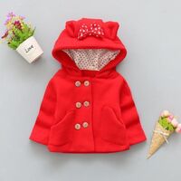 Guangzhou winter girls coat new born botton comfortable cotton warm long sleeve hooded neck 12-60 months little girls clothes