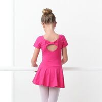 Back Bowtie Ballet Skirted Leotards Dance Dress For Girls