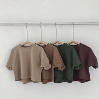 Soft casual spring autumn t shirt solid cotton batwing sleeve plain kids t shirts