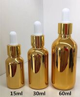 Essential oil 15ml 30ml 60ml empty UV gold coating liquor glass dropper bottle