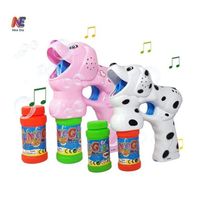 Electric Pink Dog Bubble Gun Shooter Light Up Bubble Blower Machine with Music