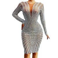 NOVANCE 2022 new arrivals Sparkly Diamond Pearl Dress Long Sleeve Tightshort Dress Women Birthday Celebrate brand evening dress