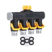 3/4" Metal 4 Way Popular Yellow Black Garden Irrigation Water Hose Connector Splitter for Sale