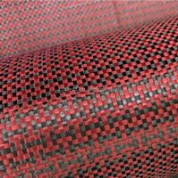 high quality carbon fiber cloth,190q/ sq.m Plain (both fibers in both directions) 3k carbon-kevlar hybrid fabric (Black_Red)