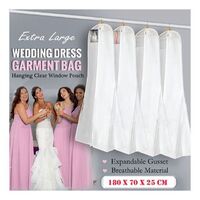 Large Size Wedding Dress Bridal Gown Clothes Cover Storage Pocket Anti-dust Dustproof Breathable White Garment Zip Bag