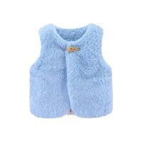 Baby Girl Vests Winter Warm Fleece Thicken Solid Color Soft Lovely Customize Pattern 1-3 Years Baby Vest For Girl