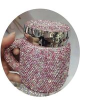 Custom Ceramic Cup with Diamond Bling Rhinestone Unique Luxury Water Cup with Logo Drinking Coffee Cup Cute Mug Office for Girls