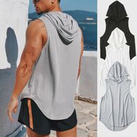 Men Bodybuilding Top Sleeveless Hoodie Sweatshirt Summer Gyms Fitness Workout Casual Singlet Vest Tops