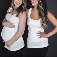 Amzon Hot Custom Soft White Casual Stretchable Seamless Pregnant Women Maternity Tops & Tees Clothes Wear Yoga Cotton Tank Tops