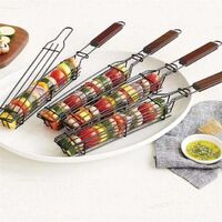 Portable BBQ Grilling Basket Stainless Steel Nonstick Barbecue Grill Basket Tools Grill Mesh for meat Hamburger BBQ tools #35