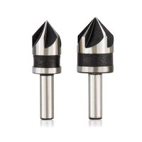 2pcs 5 Flutes HSS Countersink Drill Bit for Wood 82 Degree Chamfer Drill Bit 1/2" 5/8" Round Shank Chamfer Cutter