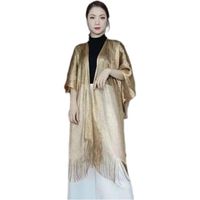 Gold silk tassel knitting cape female summer thin outdoor new multi-functional high-grade sunscreen cardigan