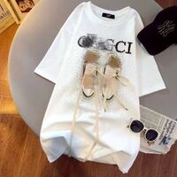2022 Hot Sale Mid Long T Shirt Women Fashion Oversized T-shirt Casual Short SleeveT-Shirt Trendy Chic White Graphic T Shirt
